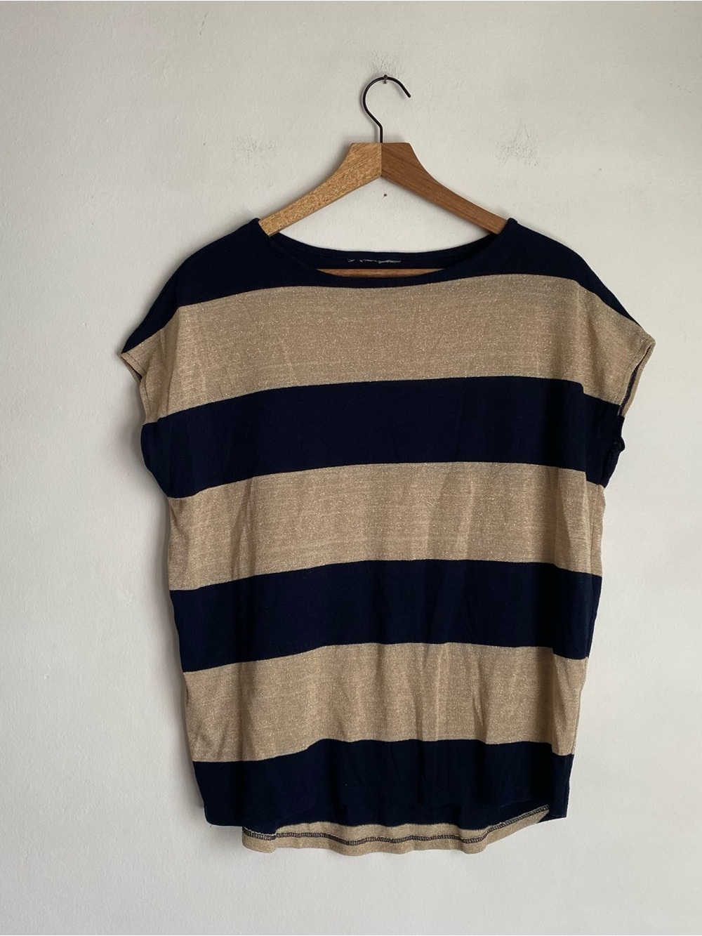 Black and Gold Striped Boxy Knit Top